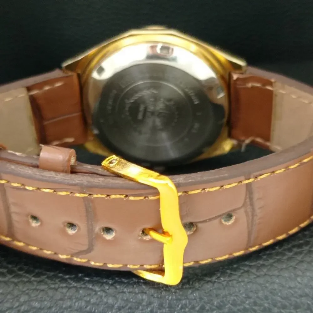 Vintage 1978 Orient Automatic Mens Gold Watch W/daydate & Gold Accents